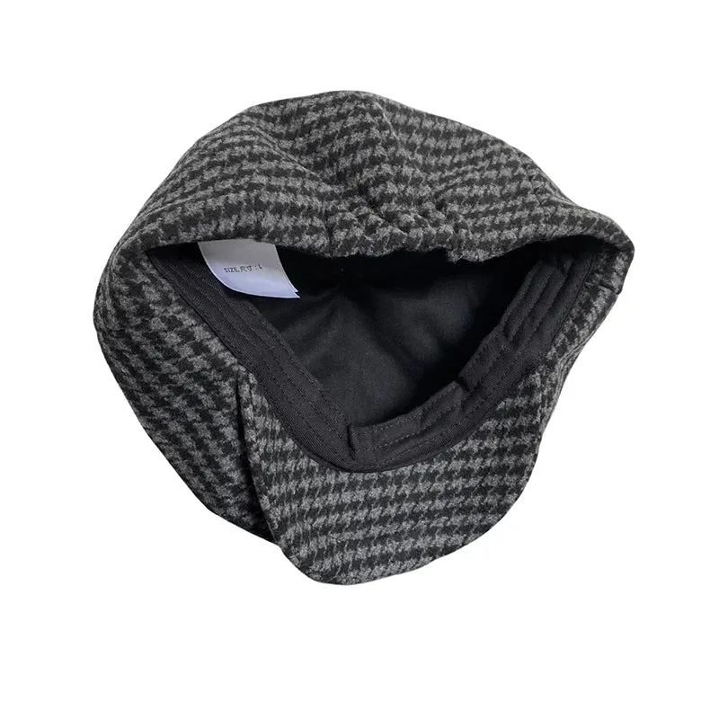 Antmvs-Retro Plaid Newsboy Hat Men Beret Black Beret Hats Peaked Octagonal with Brim Caps Winter Spring Beret NC16