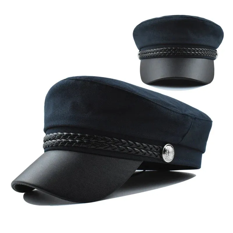 Antmvs-Women Men PU Leather Berets Hat Retro British Solid Beret Baseball Cap Outdoor Sun Hat Winter Warm Octagonal Hats Newsboy Caps