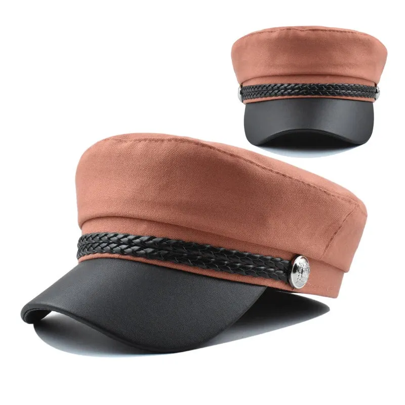 Antmvs-Women Men PU Leather Berets Hat Retro British Solid Beret Baseball Cap Outdoor Sun Hat Winter Warm Octagonal Hats Newsboy Caps