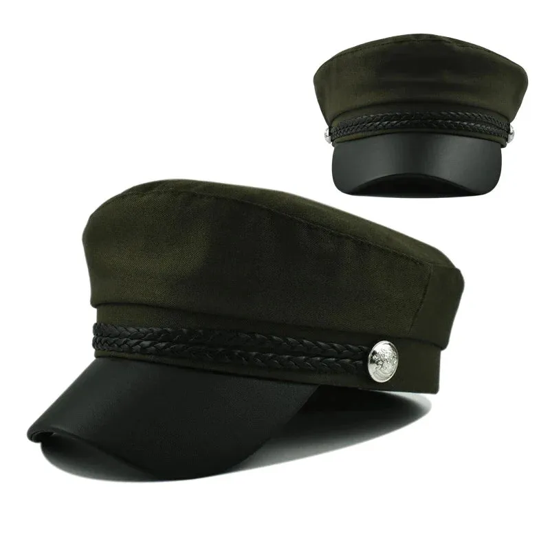 Antmvs-Women Men PU Leather Berets Hat Retro British Solid Beret Baseball Cap Outdoor Sun Hat Winter Warm Octagonal Hats Newsboy Caps