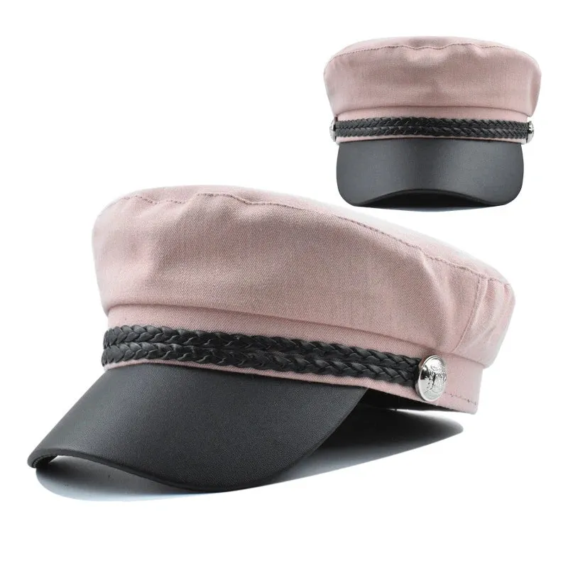 Antmvs-Women Men PU Leather Berets Hat Retro British Solid Beret Baseball Cap Outdoor Sun Hat Winter Warm Octagonal Hats Newsboy Caps