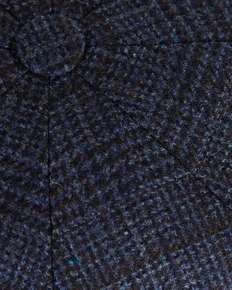Blue & Wine Prince of Wales Check Wool & Cashmere Gatsby Cap