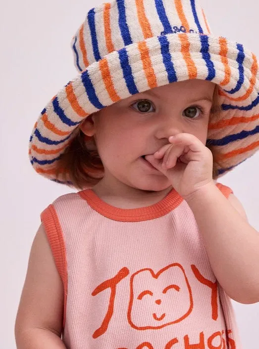 Bobo Choses Stripes Terry Cloth Bucket Hat, Off White