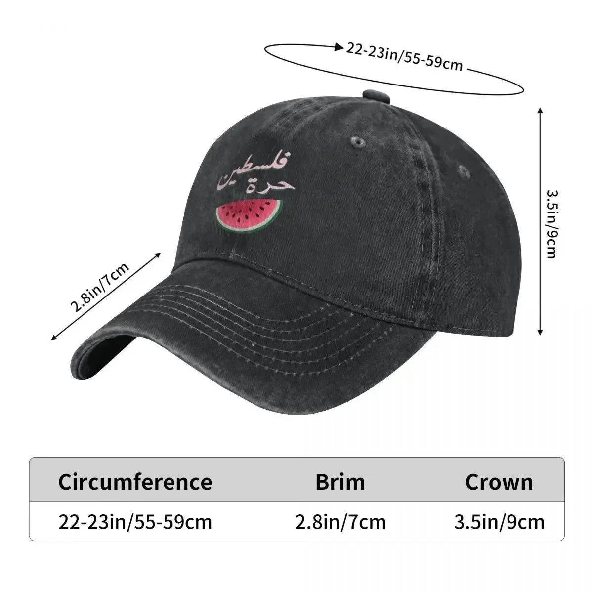 Cool Palestine Washed Baseball Cap Watermelon Cool Casual Trucker Hat Summer Female Male Kpop Rock Sun Visors Baseball Caps