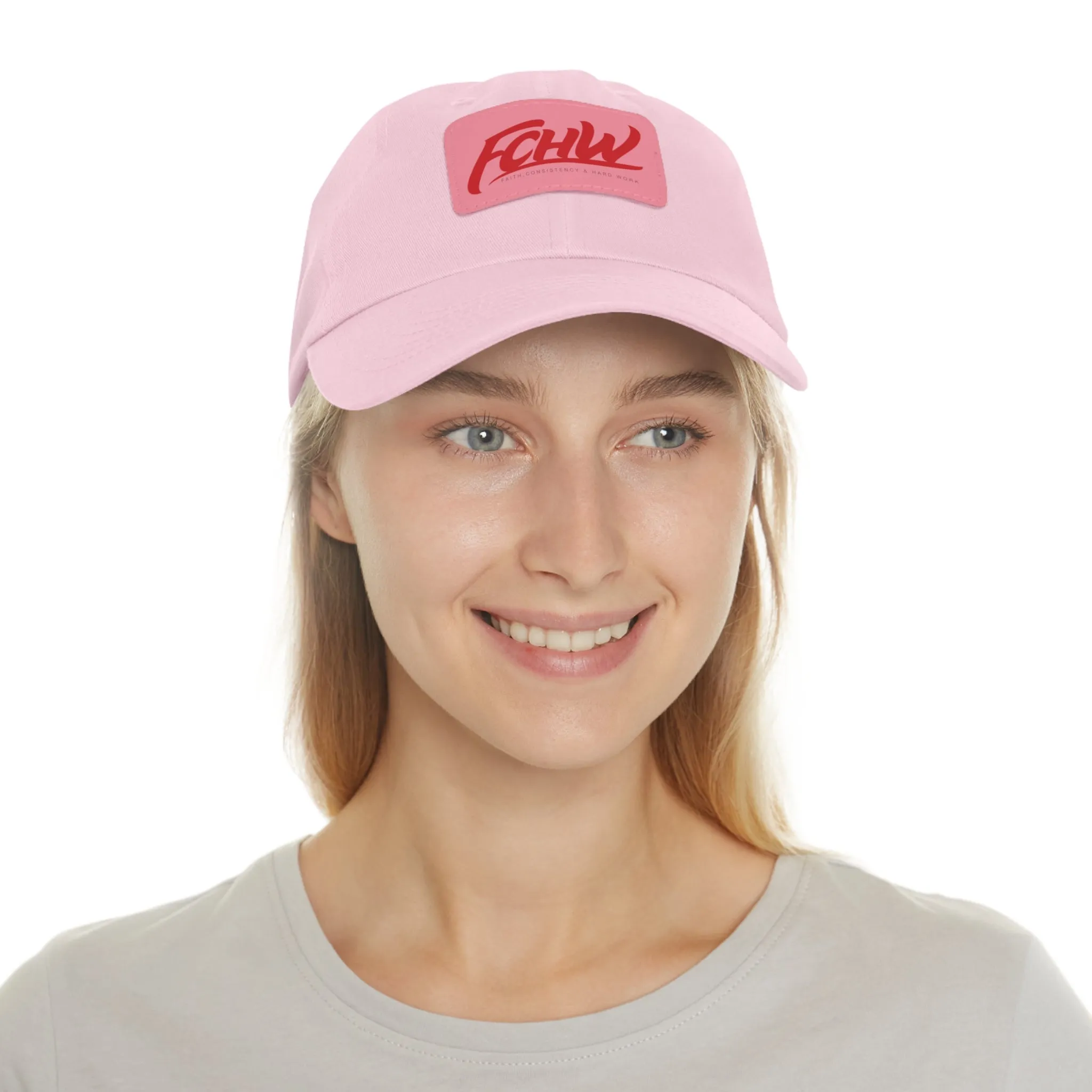 FCHW Dad Hat with Leather Patch (Pink)