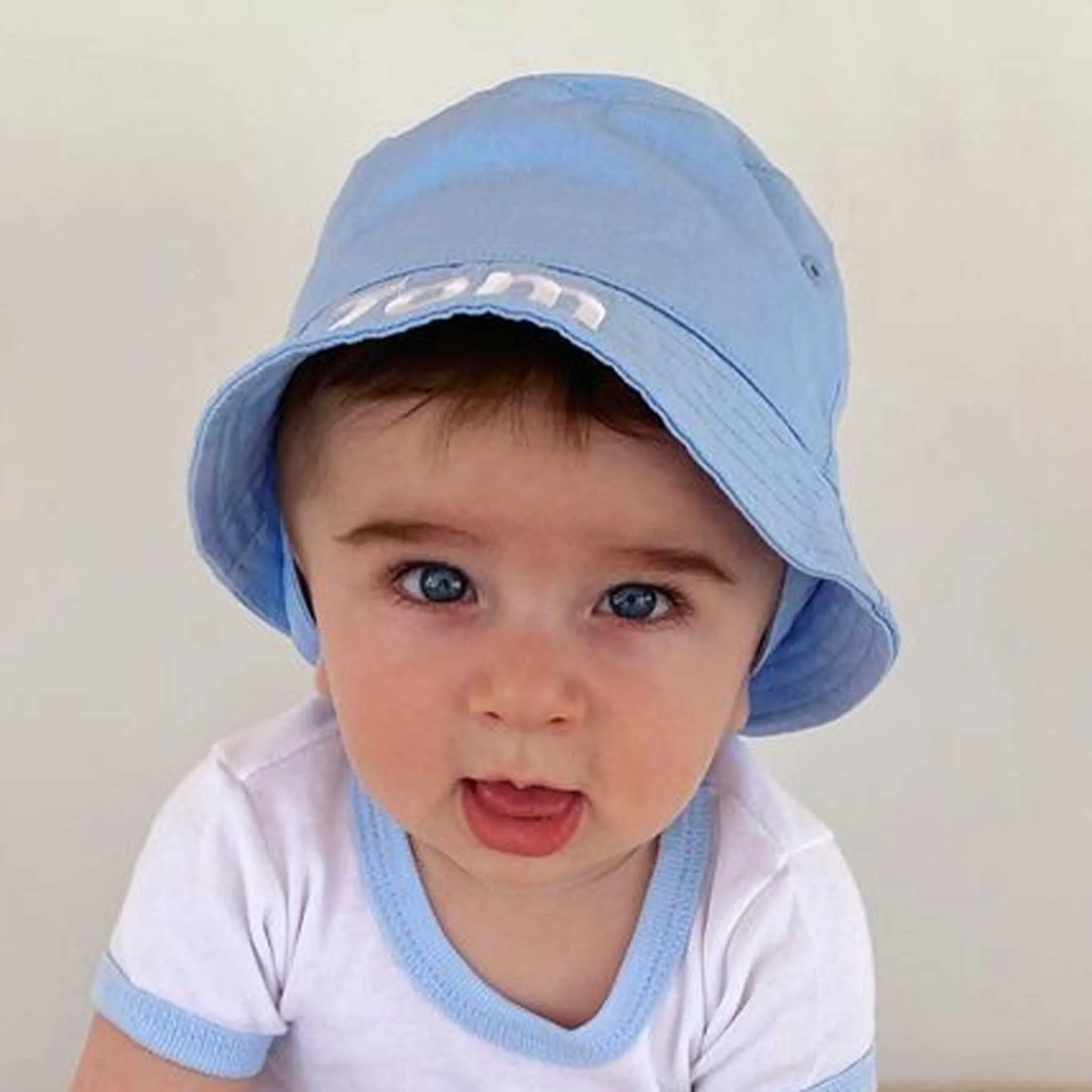 Personalised Baby Boys Bucket Hat - Blue