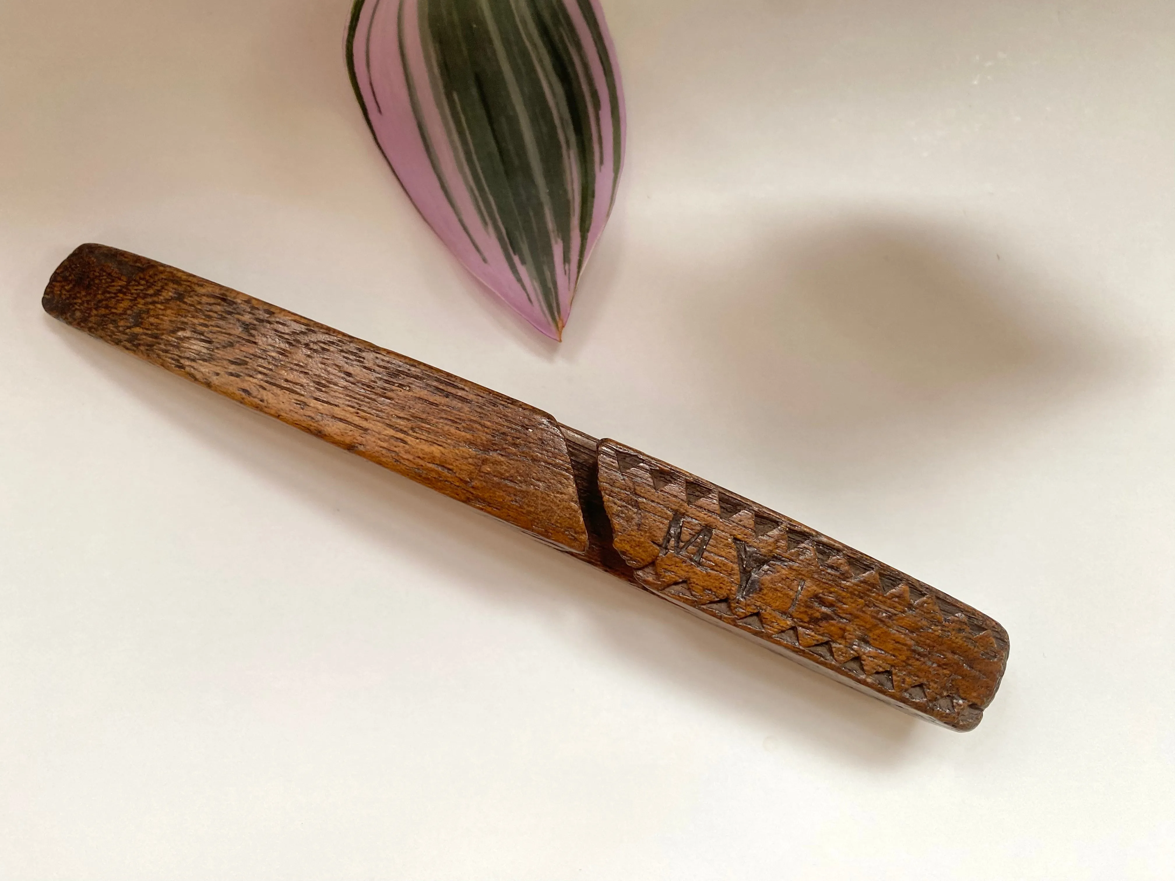 Rare Antique Early 19th Century Child’s Miniature Treen Knitting Sheath Initialled