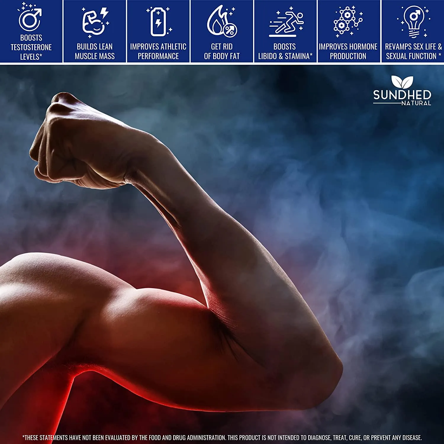Sundhed Natural Testo Boost Max (60 Caps) - Natural Testosterone Booster for Men - Fortified Testosterone Supplements That Work