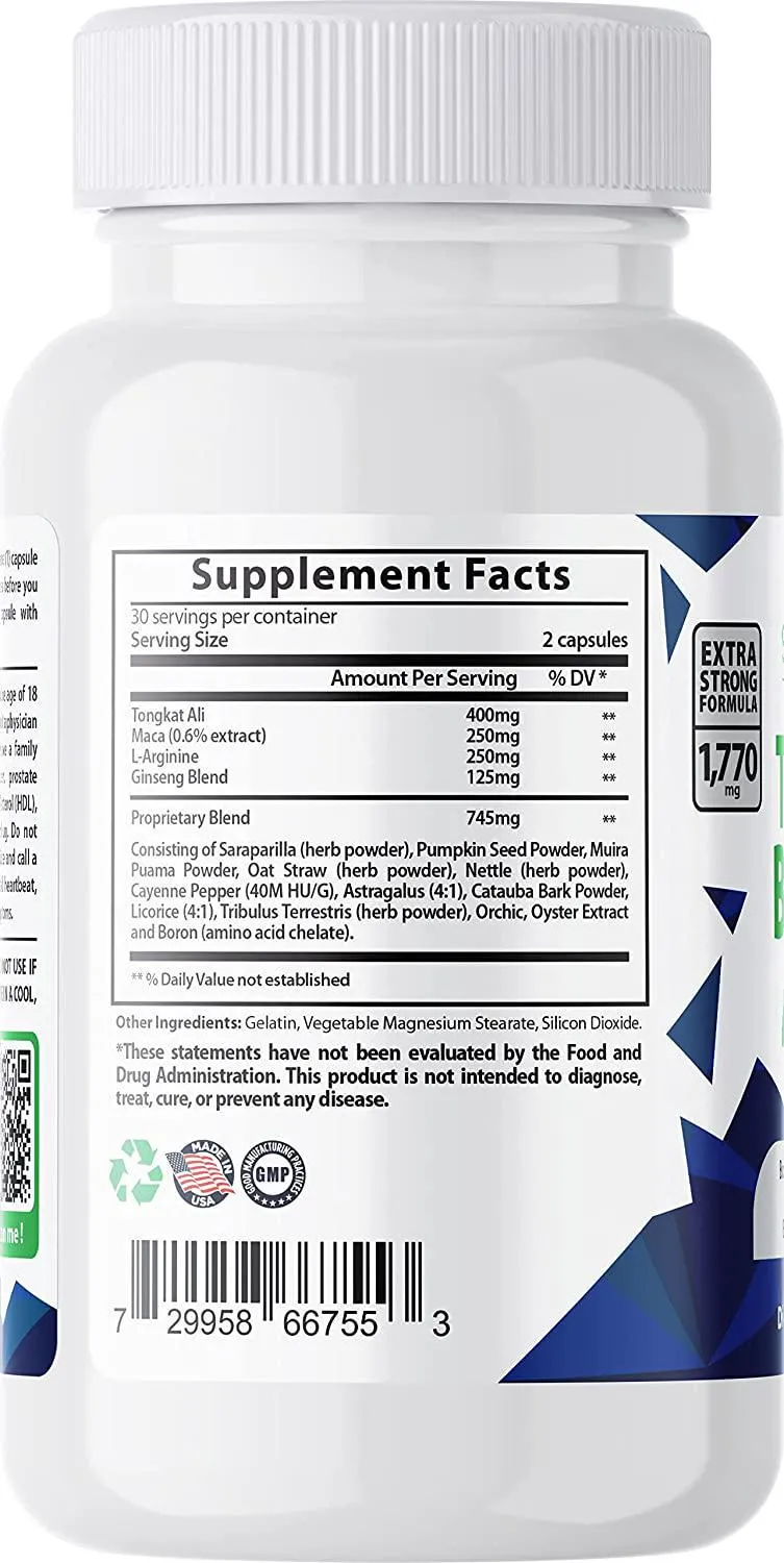 Sundhed Natural Testo Boost Max (60 Caps) - Natural Testosterone Booster for Men - Fortified Testosterone Supplements That Work