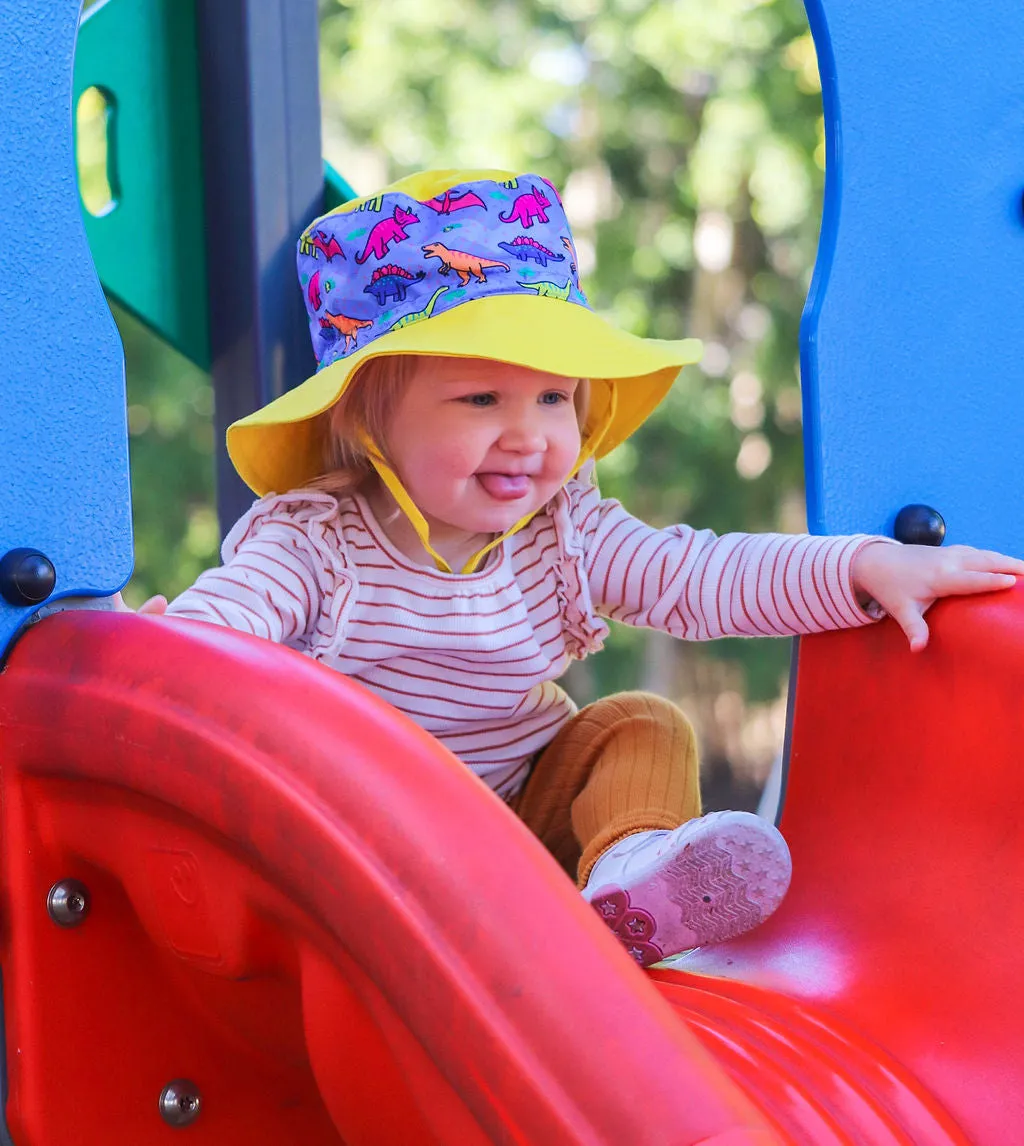 Sunsafe hat (yellow and purple) - Daring Dinosaurs