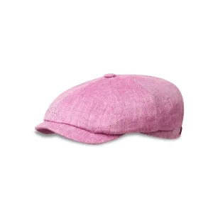 The "Pink Herringbone Shelby" Italian Linen Newsboy Cap by Alfonso D'Este