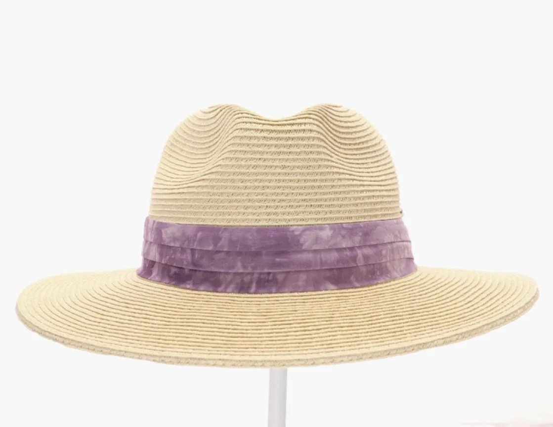 Tie Dye Band Straw Panama Ha-Eggplant