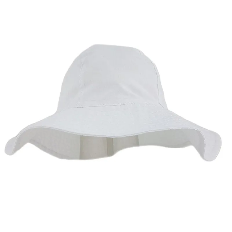 Unisex Baby White Wide Brim Bucket Hat