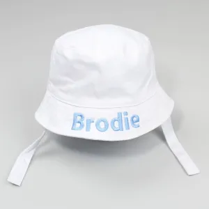 Unisex Personalised Baby Bucket Hat - White