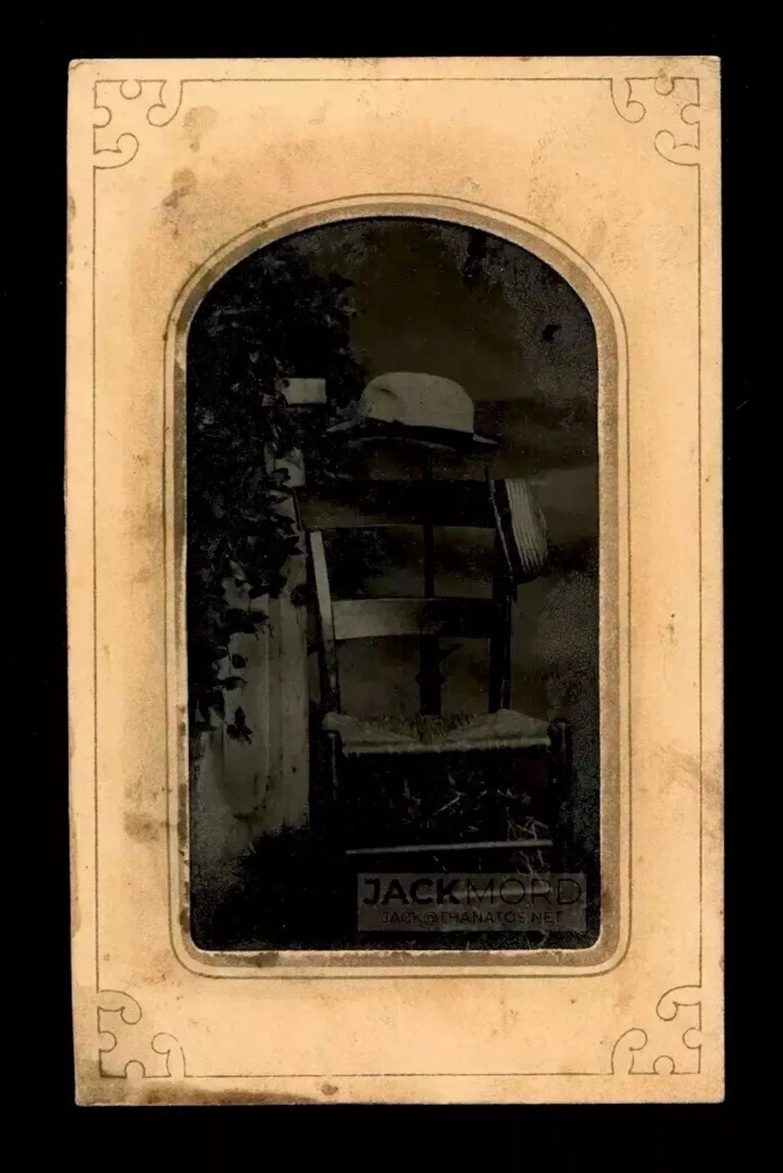 Unusual Tintype Photo Hats on Photographer Stand Antique still Life Rare 1800s