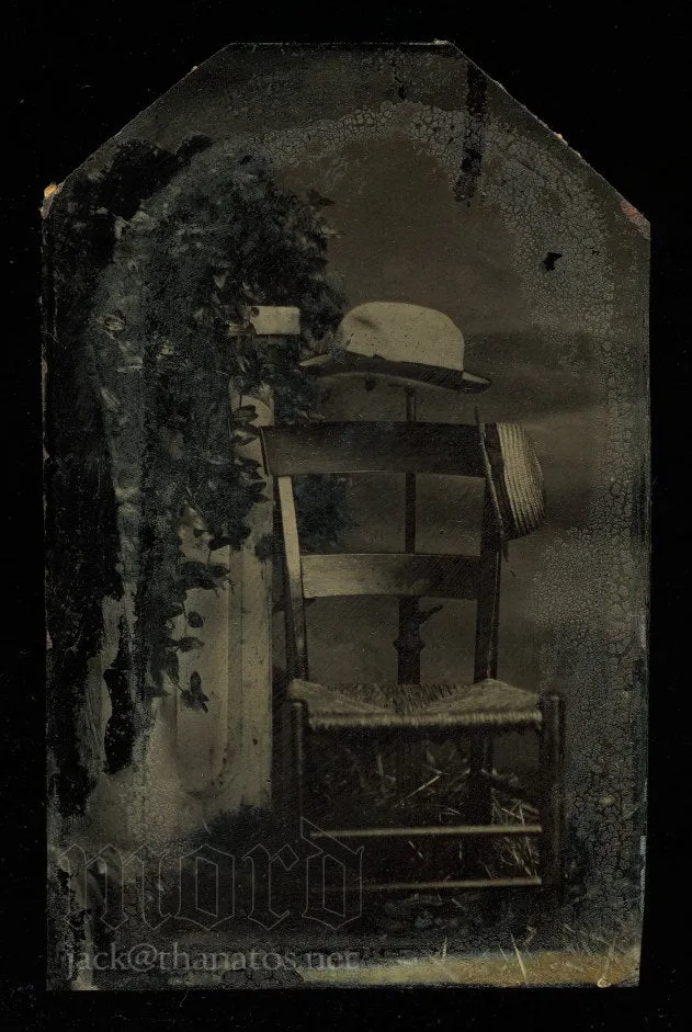 Unusual Tintype Photo Hats on Photographer Stand Antique still Life Rare 1800s