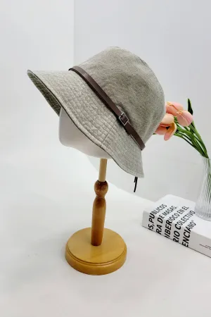 Vintage Color Stylish Bucket Hat with belt strap