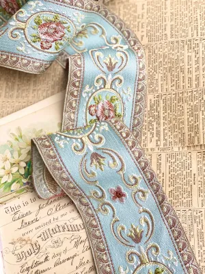 Vintage French Ribbon trim. Pastel Blue