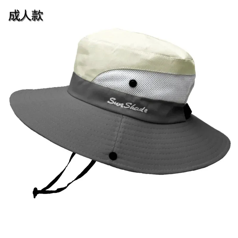 Womens Ponytail Sun Hat UV Protection Mesh Foldable Wide Brim Beach Fishing Bucket Hats Summer Hiking Outdoor Climbing hike Caps