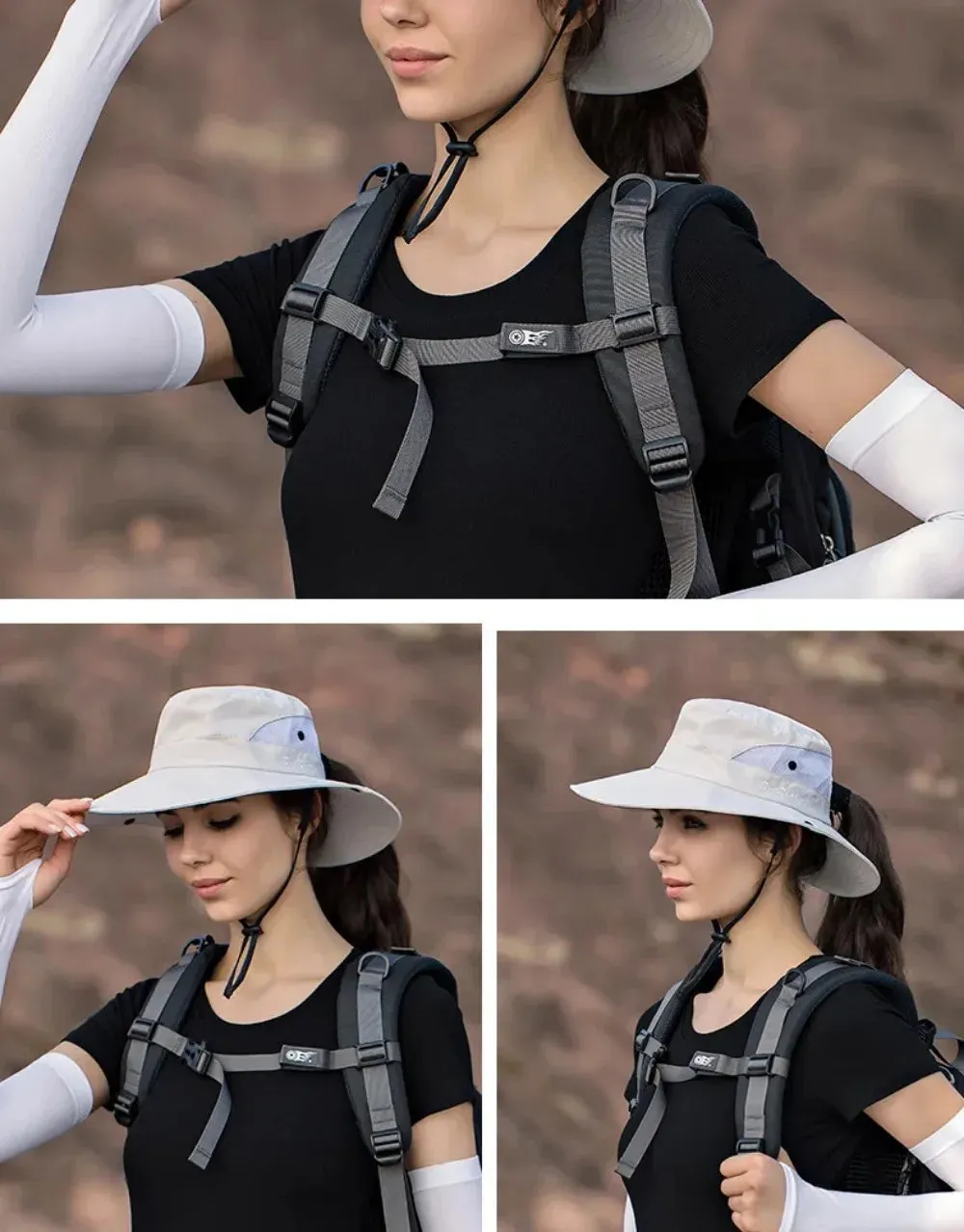 Womens Ponytail Sun Hat UV Protection Mesh Foldable Wide Brim Beach Fishing Bucket Hats Summer Hiking Outdoor Climbing hike Caps