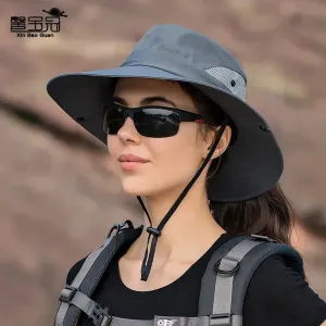 Womens Ponytail Sun Hat UV Protection Mesh Foldable Wide Brim Beach Fishing Bucket Hats Summer Hiking Outdoor Climbing hike Caps