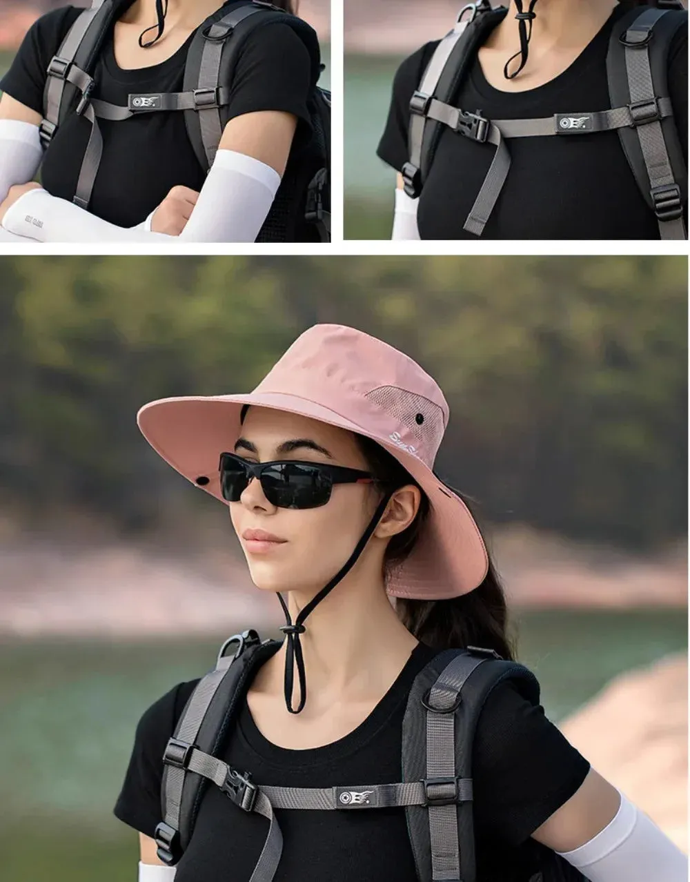 Womens Ponytail Sun Hat UV Protection Mesh Foldable Wide Brim Beach Fishing Bucket Hats Summer Hiking Outdoor Climbing hike Caps